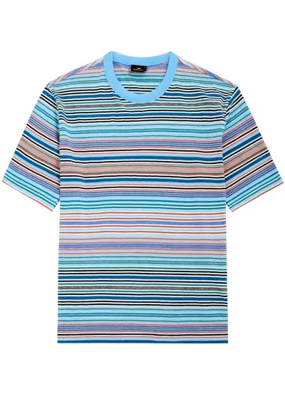 Ps By Paul Smith Ps Paul Smith Striped-print Cotton T-shirt In Multicoloured