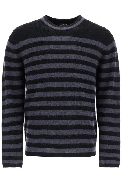 Ps By Paul Smith Ps Paul Smith Striped Wool And Mohair Blend Pullover In Black