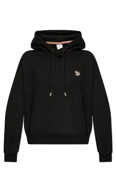 Ps By Paul Smith Zebra-patch Cotton Hoodie In Black