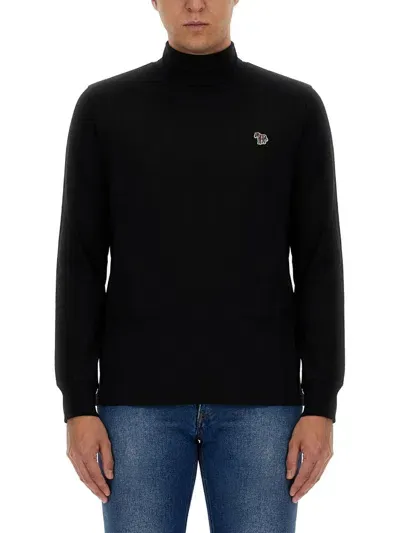 Ps By Paul Smith Ps Paul Smith Zebra Patch Turtleneck Knit Jumper In Black