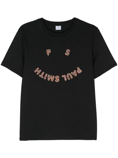 Ps By Paul Smith Raised-logo T-shirt In Black