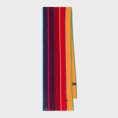 Ps By Paul Smith Red Ombre Stripe Merino Wool Scarf In Multi