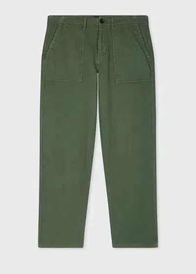 Ps By Paul Smith Relaxed-fit Green Stretch Cotton-twill Trousers