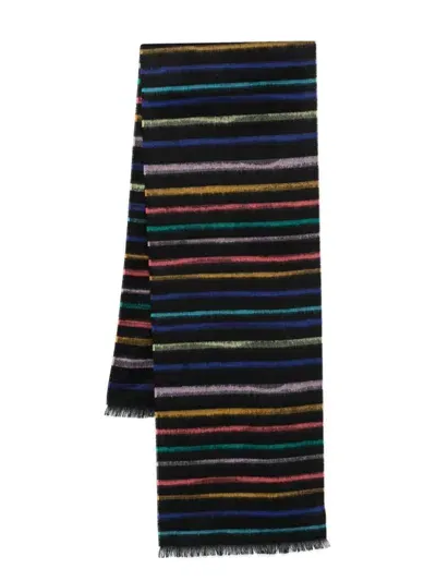 Ps By Paul Smith Signature Stripe Scarf In Black