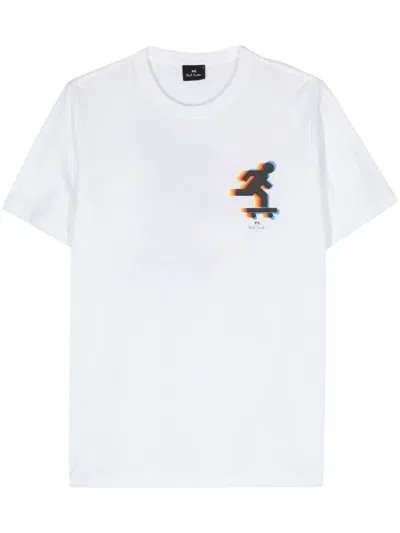 Ps By Paul Smith Skater-print Cotton T-shirt In White