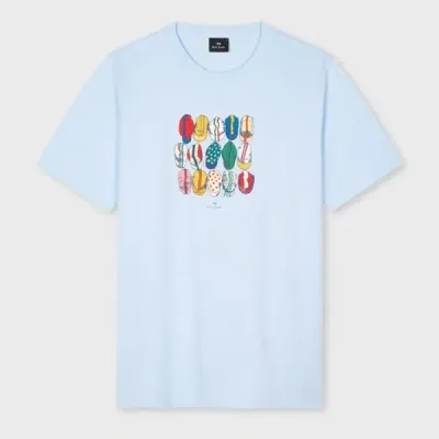 Ps By Paul Smith Sky Blue 'cycling Caps' Print T-shirt