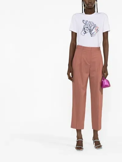 Ps By Paul Smith Straight-leg Cropped Trousers In Pink