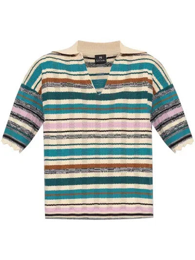 Ps By Paul Smith Organic Cotton Crochet Top In Multicolor