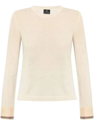 Ps By Paul Smith Contrast-trim Crew-neck Jumper In Pink