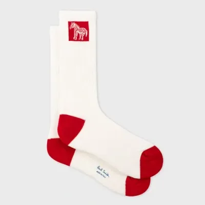 Ps By Paul Smith White 'framed Zebra' Socks