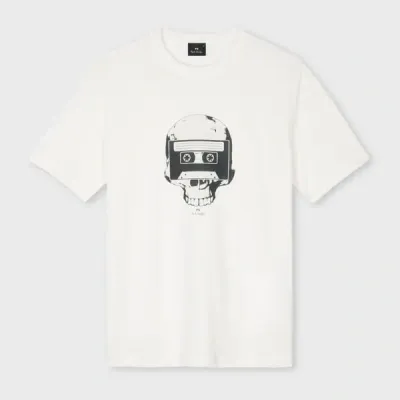 Ps By Paul Smith White 'skull Tape' Print T-shirt