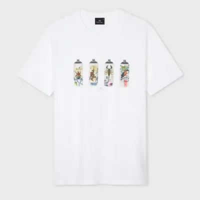 Ps By Paul Smith White 'spray Cans' Print T-shirt