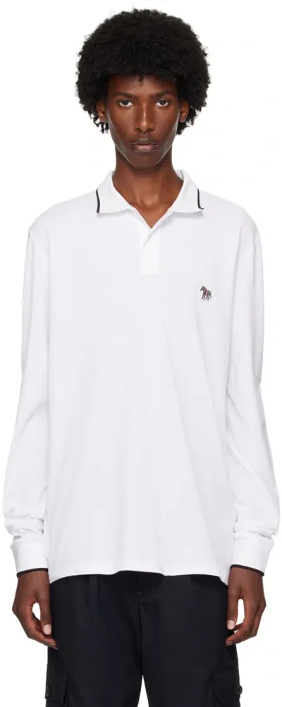 Ps By Paul Smith White Zebra Polo In 01 Whites