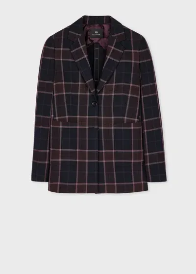 Ps By Paul Smith Women's Black Bonded Tartan Blazer