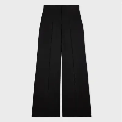 Ps By Paul Smith Women's Black Wool Wide-leg Trousers