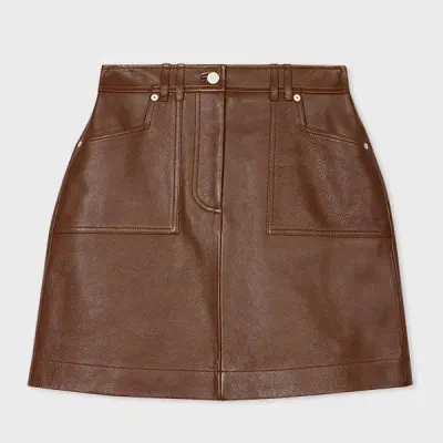 Ps By Paul Smith Women's Brown Leather Skirt