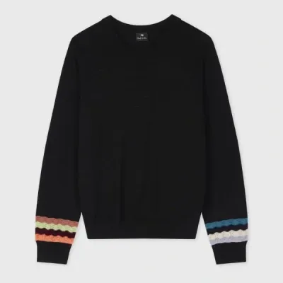 Ps By Paul Smith Women's Multi Colour Zig Zag Sleeve Sweater Black