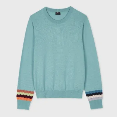 Ps By Paul Smith Women's Multi Colour Zig Zag Sleeve Sweater Blue