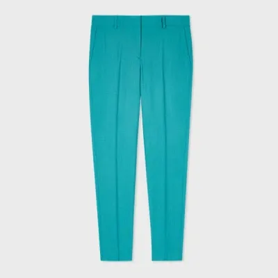 Ps By Paul Smith Women's Peacock Blue Wool-hopsack Slim-fit Trousers Green