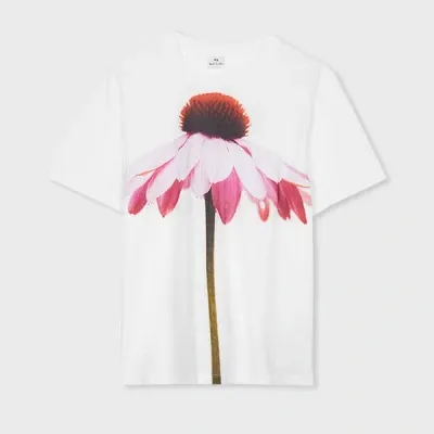 Ps By Paul Smith Women's White Flower Print T-shirt