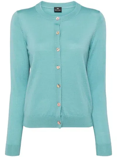 Ps By Paul Smith Womens Knitted Cardigan Button In Blue