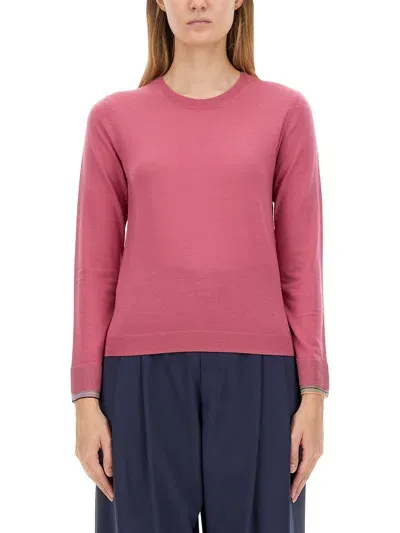 Ps By Paul Smith Ribbed-edge Wool-blend Jumper In Pink