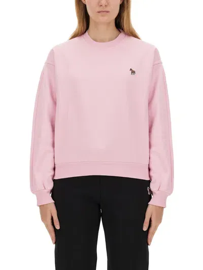 Ps By Paul Smith Appliqué-detail Cotton Sweatshirt In Pink