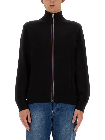 Ps By Paul Smith Zippered Cardigan In Black