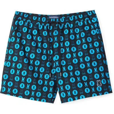 Psycho Bunny Arnold Print Swim Trunks In Black