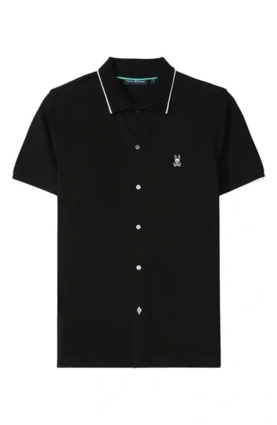 Psycho Bunny Bowie Fine Piqué Knit Polo In Black