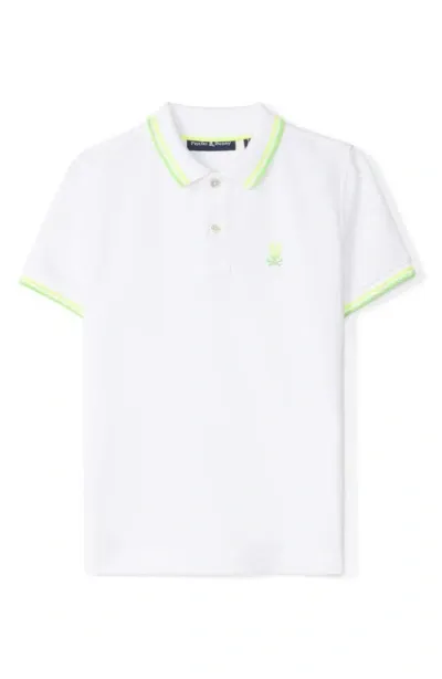 Psycho Bunny Kids' Andrews Tipped Piqué Knit Polo In White