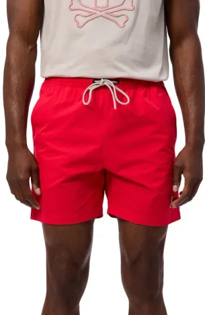 Psycho Bunny Palm View Hydrochromic Swim Trunks In Crimson