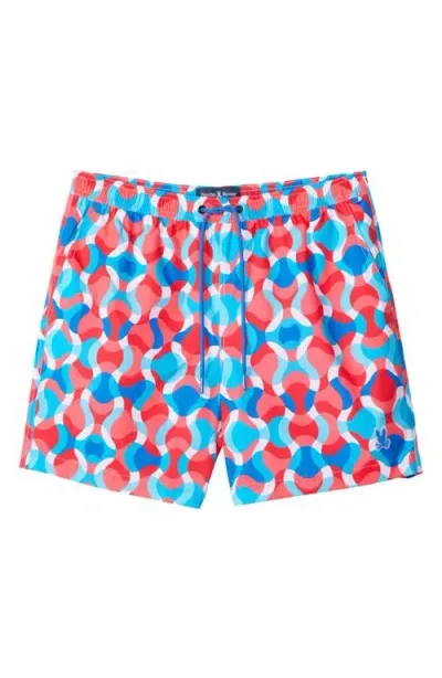 Psycho Bunny Walter Print Swim Trunks In Lollipop