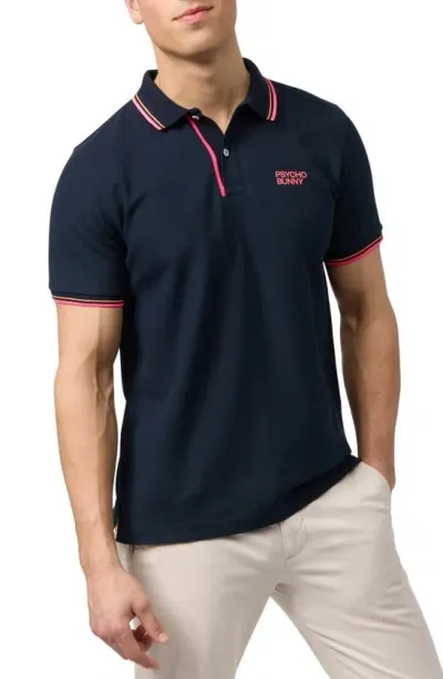 Psycho Bunny Wasterlo Tipped Piqué Polo In Navy