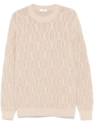 Pt Torino Cable-knit Sweater In Neutrals