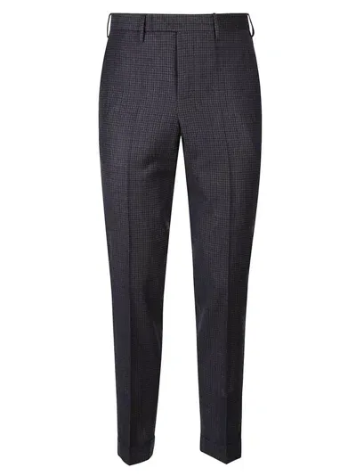 Pt Torino Checked Tailored Trousers In Blue