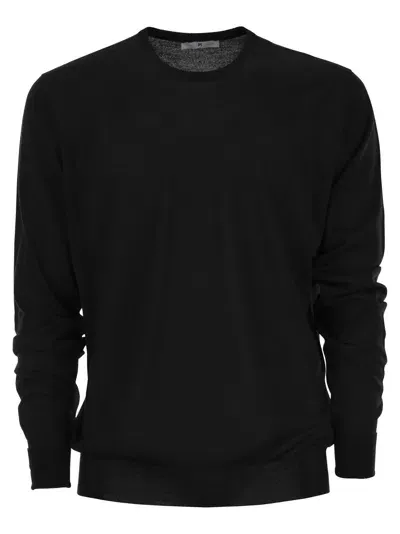 Pt Torino Crew-neck Sweater In Wool In Black