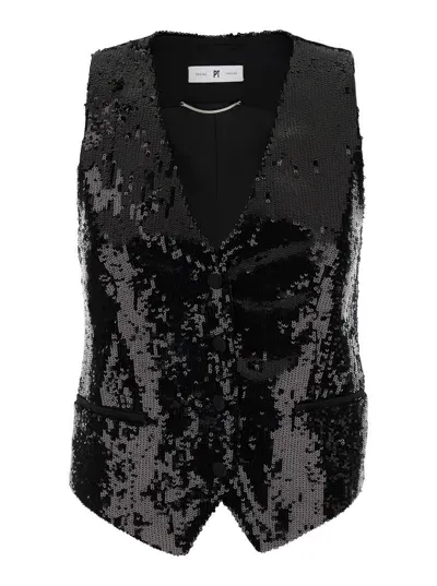 Pt Torino Gilet Paillettes In Black