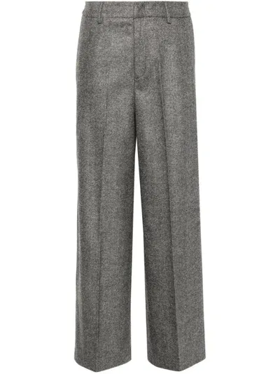 Pt Torino Herringbone Trousers In Grey