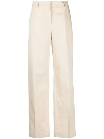 Pt Torino High-waisted Straight Trousers In Neutrals