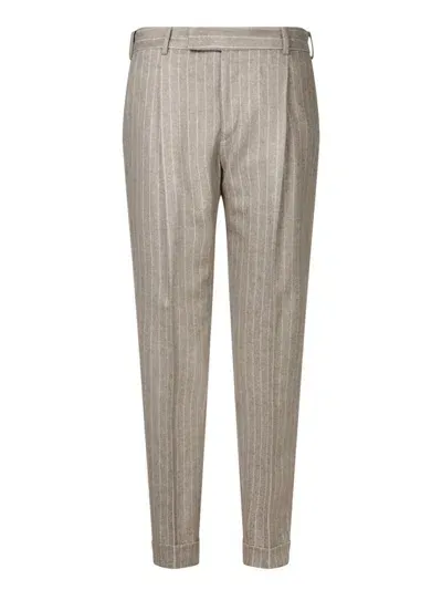 Pt Torino Striped Blue Stretch Wool Trousers