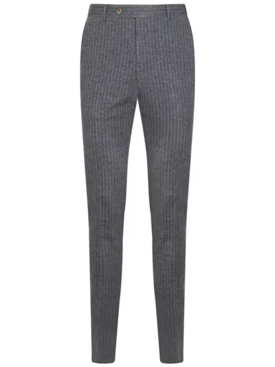 Pt Torino Grey Virgin Wool Slim Pants