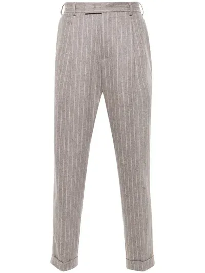 Pt Torino Pinstriped Trousers In Grey