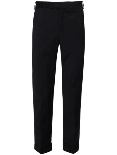 Pt Torino Mid-rise Cropped Tapered Trousers In 黑色