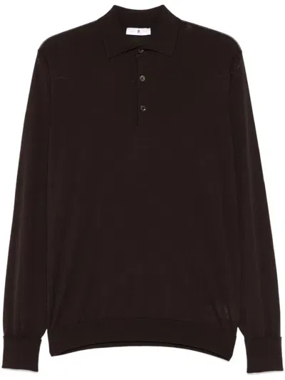 Pt Torino Virgin-wool Polo Shirt In Brown