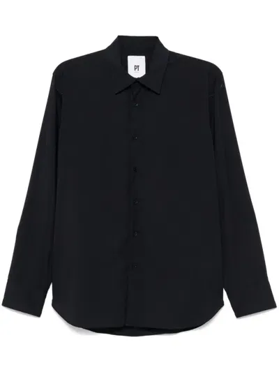 Pt Torino Virgin Wool Shirt In Blue