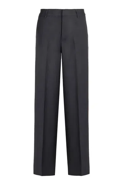 Pt01 Wool Wide-leg Trousers In Blue