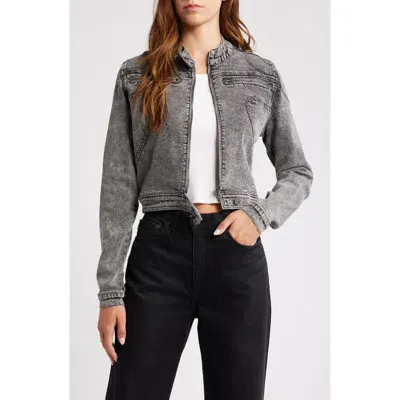 Ptcl Denim Moto Jacket In Grey