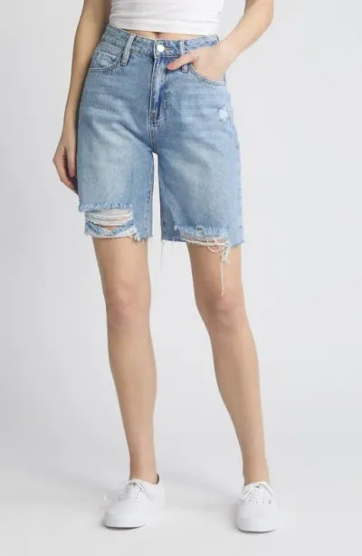 Ptcl Distressed Denim Bermuda Shorts In Indigo