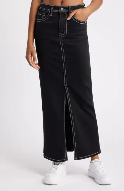 Ptcl Heavy Stitch Denim Maxi Skirt In Black